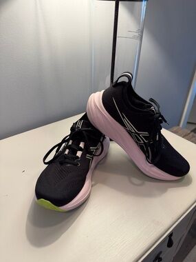 LNC Asics Gel Nimbus 26 Black Running Shoes with Pink Midsole and Neon Green Toe